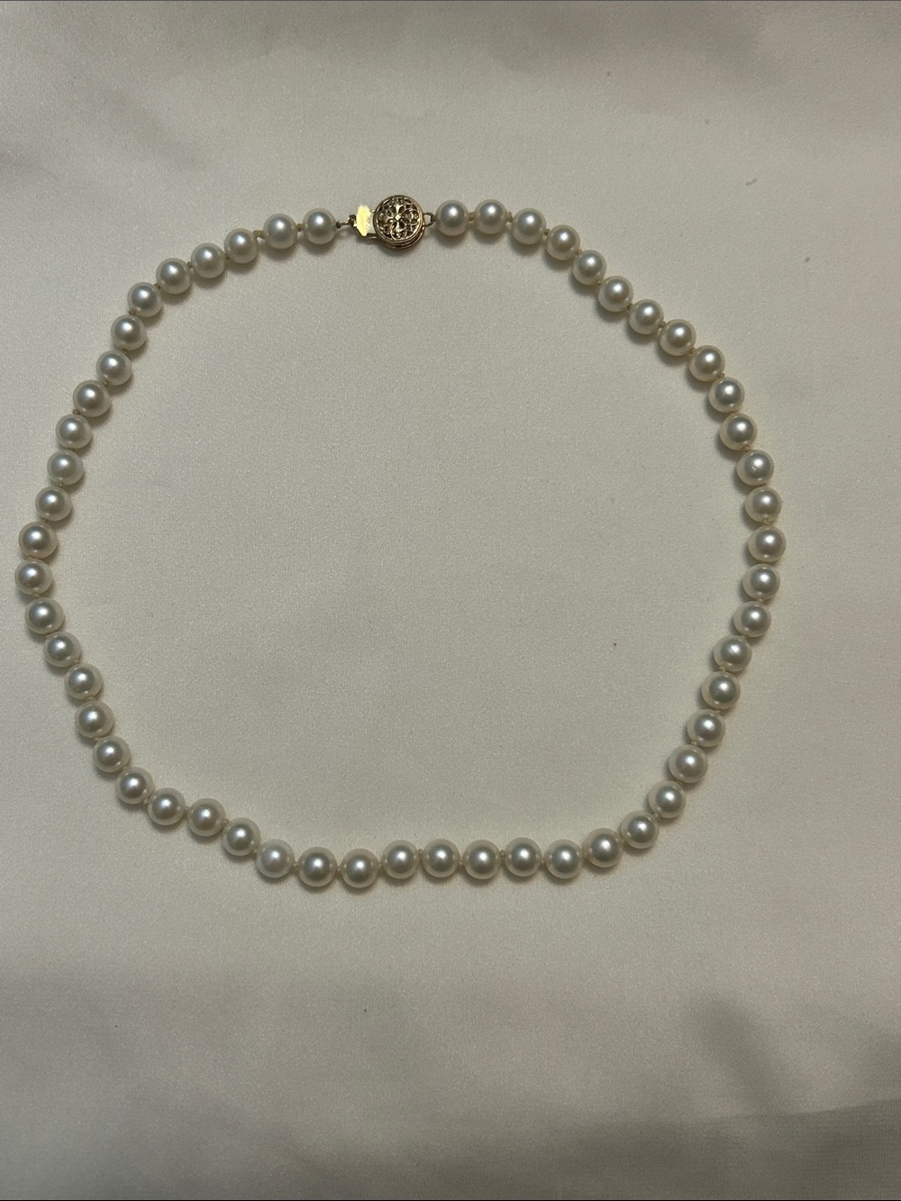 Classic White Pearl Necklace with Gold Clasp - Timeless Elegance